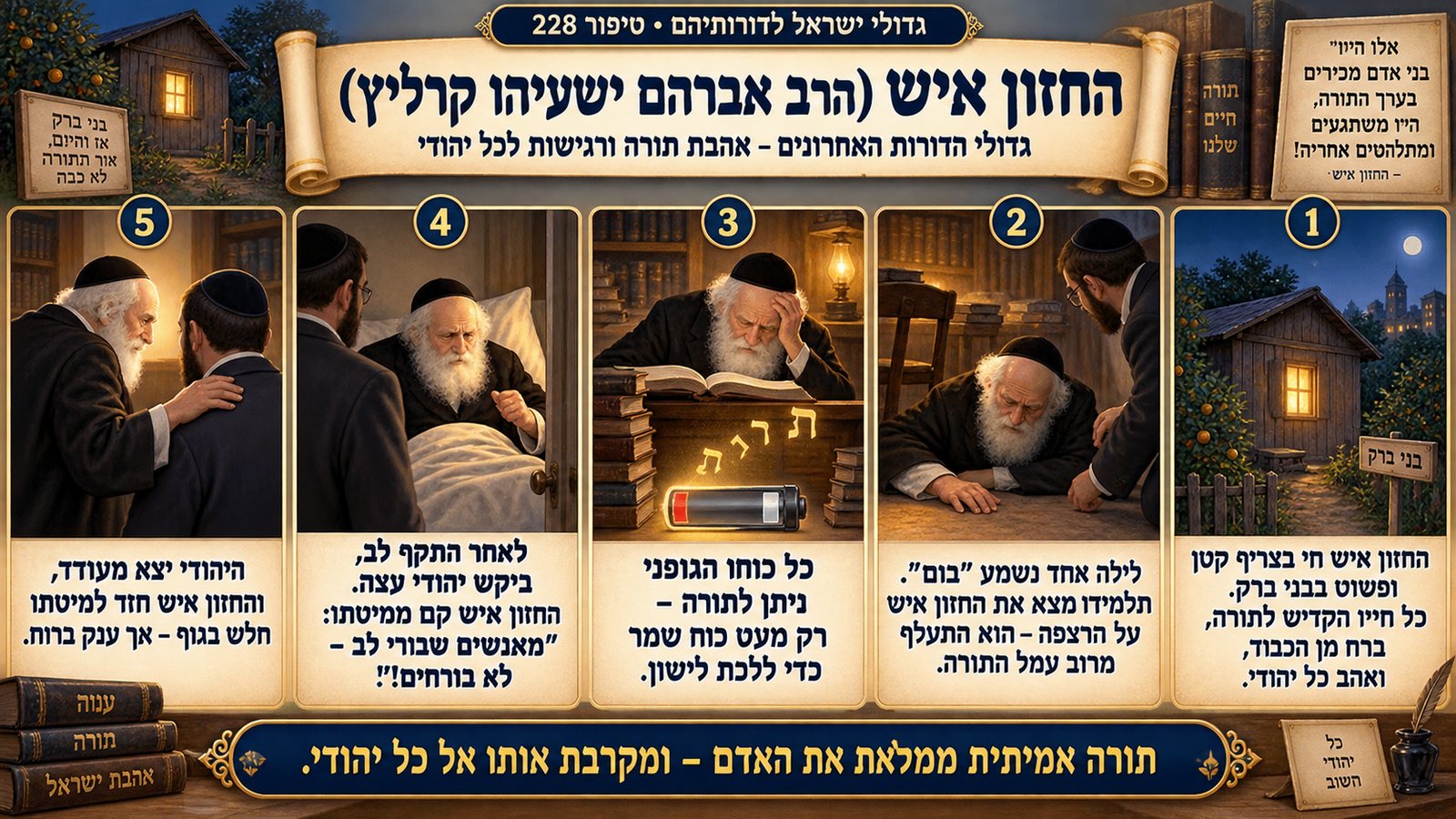 תמונת סיכום — גדולי הדורות האחרונים: החזון איש (הרב אברהם ישעיהו קרליץ)